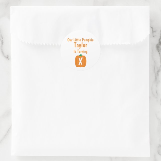 Little Pumpkin Birthday Classic Round Sticker (Bag)