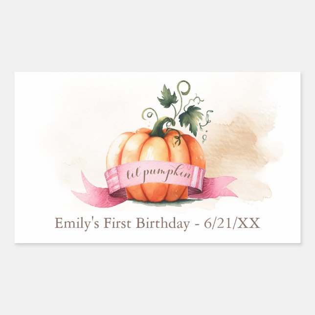 Little Pumpkin Birthday Label Girl (Front)