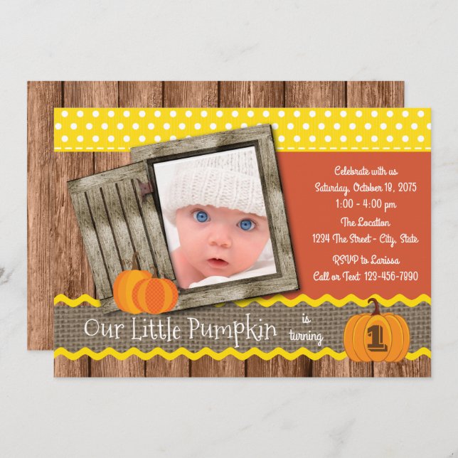Little Pumpkin Birthday Party Invitation (Front/Back)