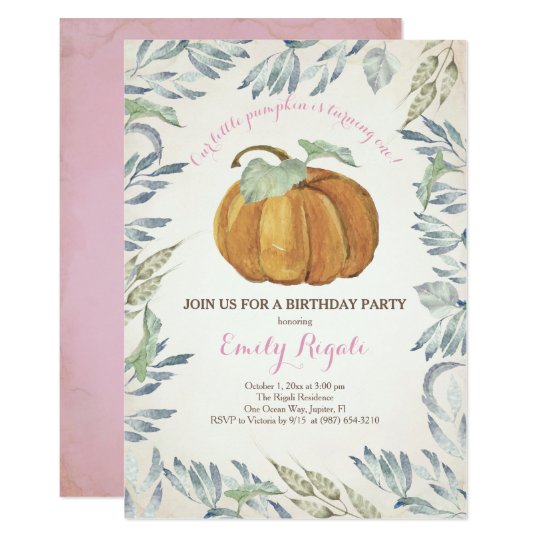 Little Pumpkin BIRTHDAY PARTY Invitation, Girl Card