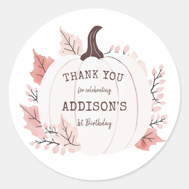 Little Pumpkin Birthday Thank You Classic Round Sticker (Front)
