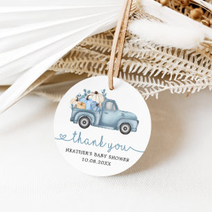Little Pumpkin Blue Autumn Baby Shower Favour Tag