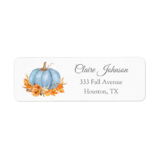 Little Pumpkin Blue Autumn Fall Address Label Return Address Label
