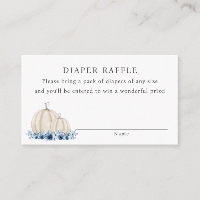 Little Pumpkin Blue Baby Boy Diaper Raffle Enclosure Card (Front)