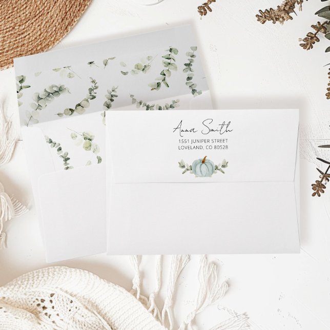 Little Pumpkin Blue Baby Shower Return Address Envelope (Creator Uploaded)
