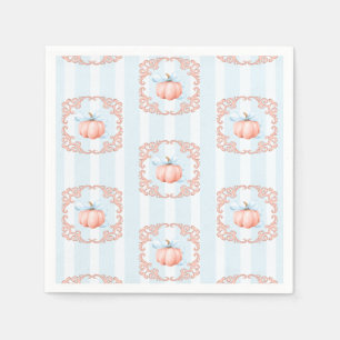 Little Pumpkin Blue Bow Boy Baby Shower  Napkin