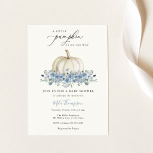 Little Pumpkin Blue Boy Baby Shower Invitation