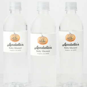Little Pumpkin Blue Boy Baby Shower Water Bottle Label