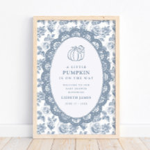 Little Pumpkin Blue Toile Baby Shower