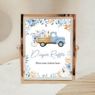 Little Pumpkin Blue Truck Diaper Raffle Sign