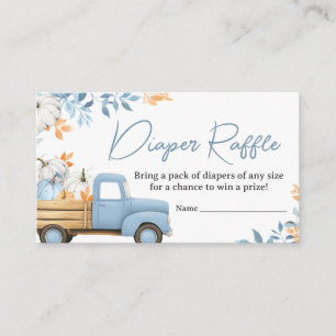 Little Pumpkin Blue Truck Fall Baby Diaper Raffle Enclosure Card