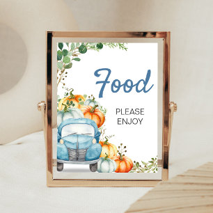 Little Pumpkin Blue Truck Shower Food Sign