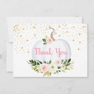 Little Pumpkin Blush Gold Thank You Card