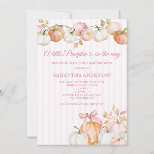 Little Pumpkin Blush Pink Baby Shower Invitation