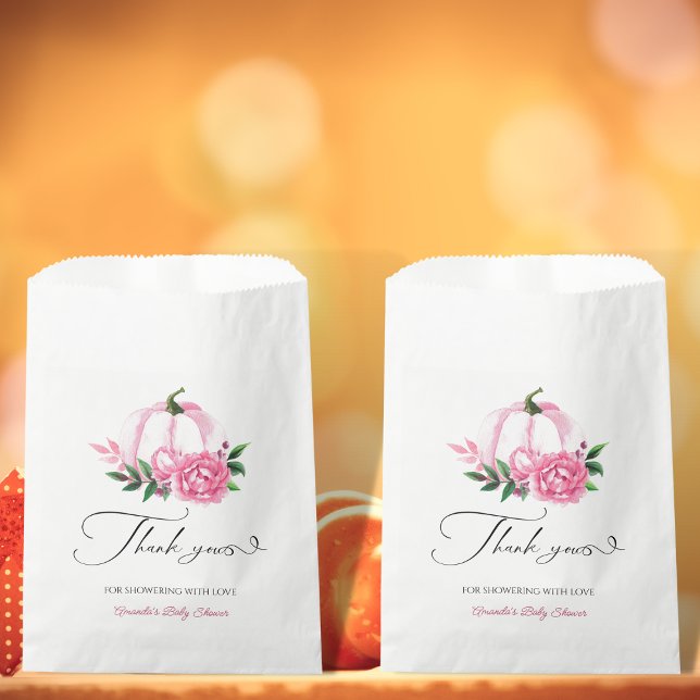 Little Pumpkin Blush Pink Rustic Baby Shower Favour Bag (Creator Uploaded)