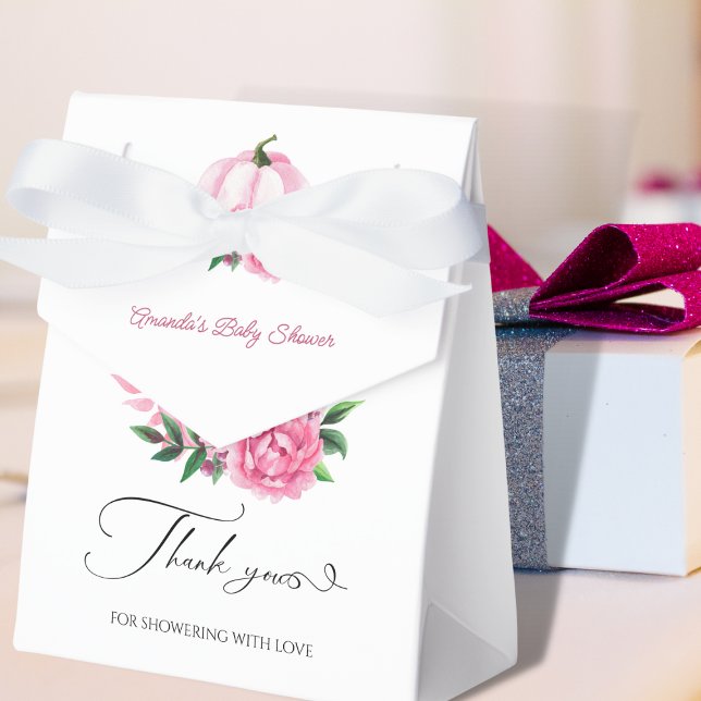 Little Pumpkin Blush Pink Rustic Baby Shower Favour Box (Creator Uploaded)