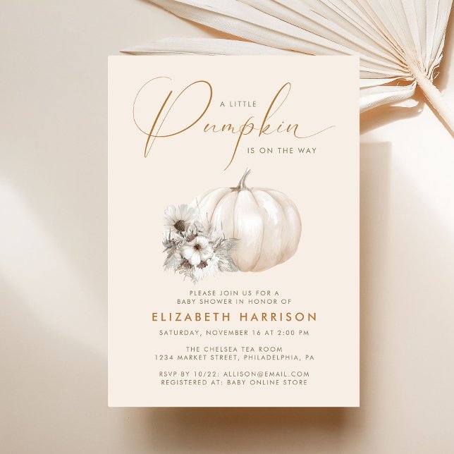 Little Pumpkin Boho Fall Baby Shower Invitation (Little Pumpkin Boho Fall Baby Shower Invitation)