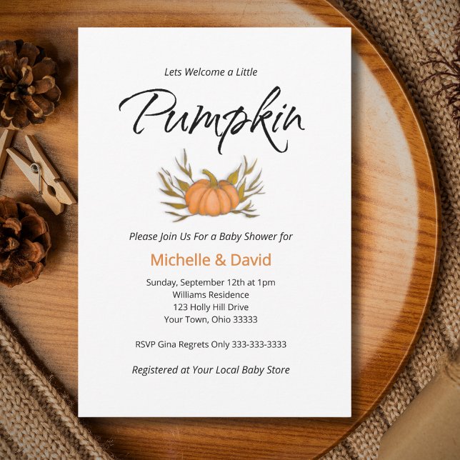 Little Pumpkin Boho Fall Gender Neutral Couples Invitation (Creator Uploaded)