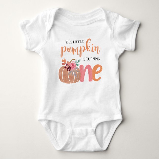 Little Pumpkin Boho Floral 1st Birthday T-Shirt Baby Bodysuit (Front)