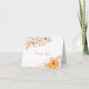 Little Pumpkin Boho Floral  Thank You Card