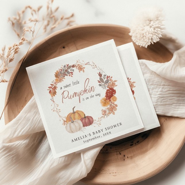 Little Pumpkin Boho Gender Neutral Baby Shower Napkin (Creator Uploaded)