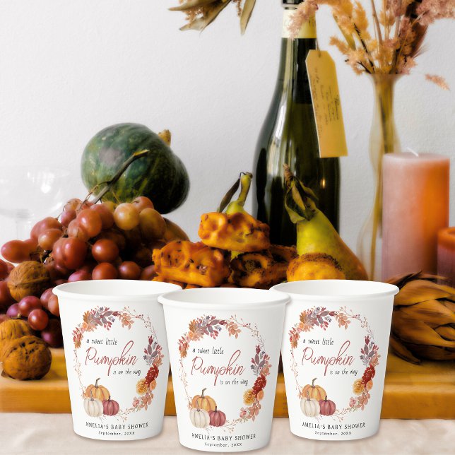 Little Pumpkin Boho Gender Neutral Baby Shower Paper Cups (Creator Uploaded)
