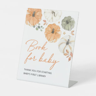 Little Pumpkin Book For Baby Baby Shower Table Pedestal Sign