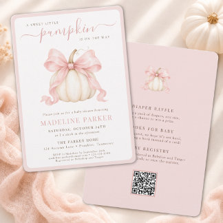 Little Pumpkin Bow Baby Girl Shower All in One Invitation