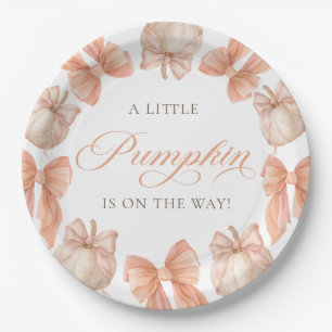 Little Pumpkin Bow Baby Shower Paper Plates