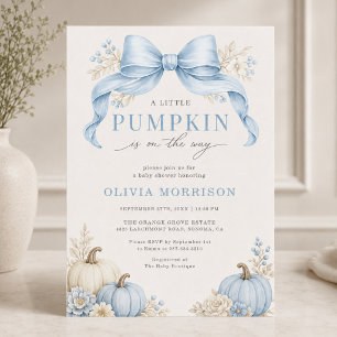 Little Pumpkin Bow Bow Boy Baby Shower Invitation