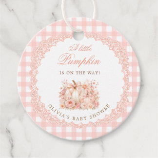 Little Pumpkin Bow Gingham Baby Shower Favour Tags