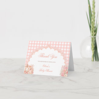 Little Pumpkin Bow Gingham Baby Shower Thank You Card