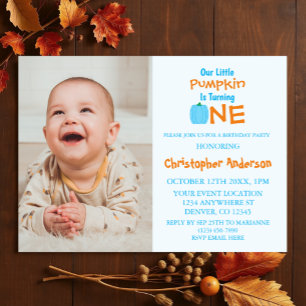 Little Pumpkin Boy 1st Birthday Invitation