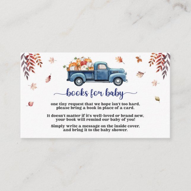Little Pumpkin Boy Baby Shower Books For Baby Enclosure Card (Front)