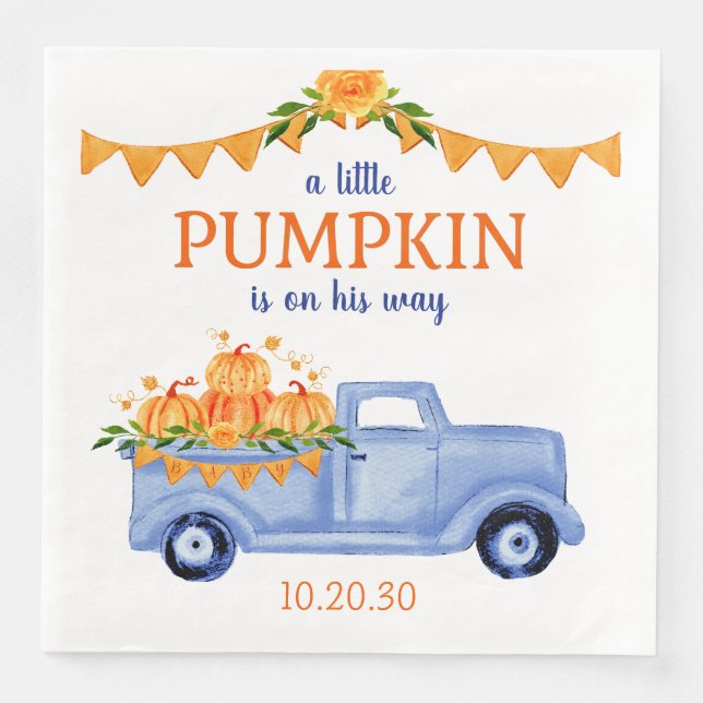 Little Pumpkin Boy Baby Shower Napkins (Front)