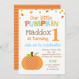 Little Pumpkin (Boy) Birthday Party Invitation