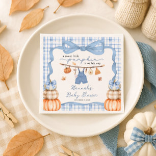 Little Pumpkin Boy Clothes Fall Baby Shower Napkin