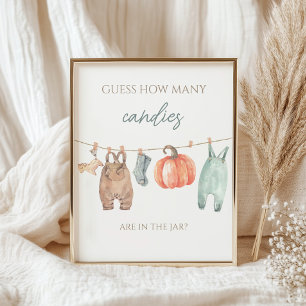 Little Pumpkin Boy Clothes Guess How Many Candies Poster