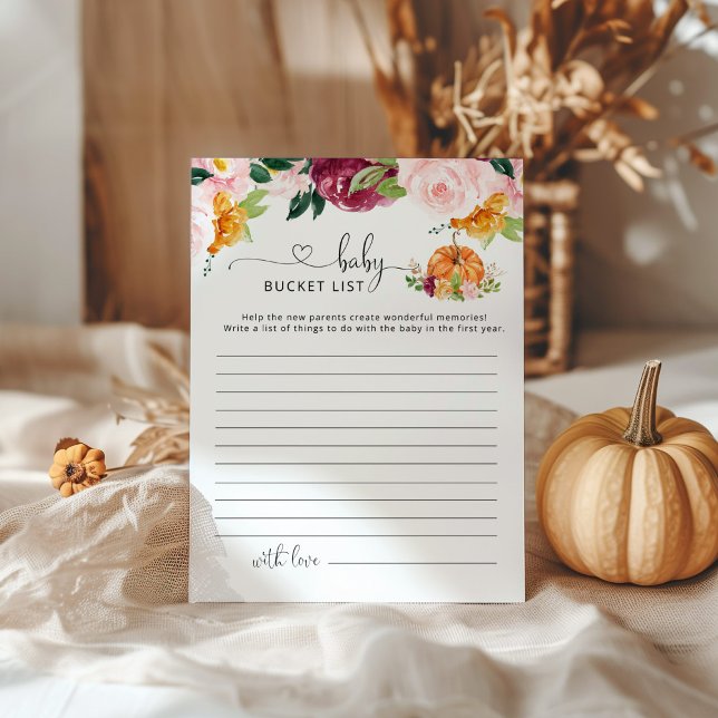 Little pumpkin burgundy floral baby bucket list (Creator Uploaded)