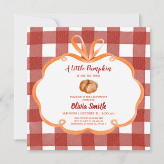 Little Pumpkin Burgundy Ribbon Frame Baby Shower