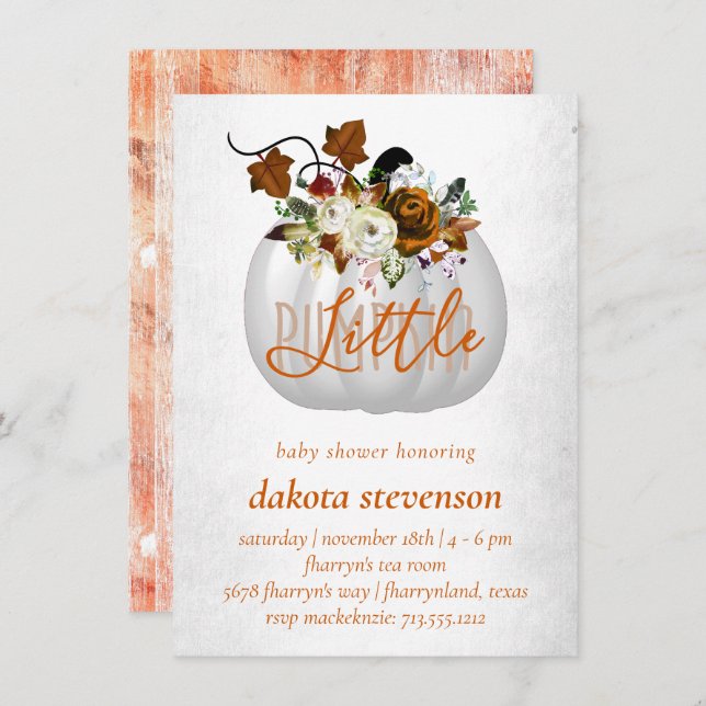 Little Pumpkin | Burnt Orange Floral Baby Shower Invitation (Front/Back)