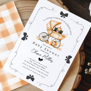 Little Pumpkin Carriage Baby Shower  Invitation