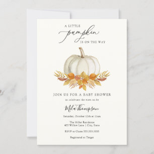 Little Pumpkin Classic Fall Baby Shower Invitation