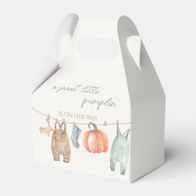 Little Pumpkin Clothes Boy Baby Shower Favour Box (Front Side)