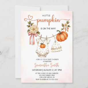 Little Pumpkin Clothes  Girl Baby shower Invitation