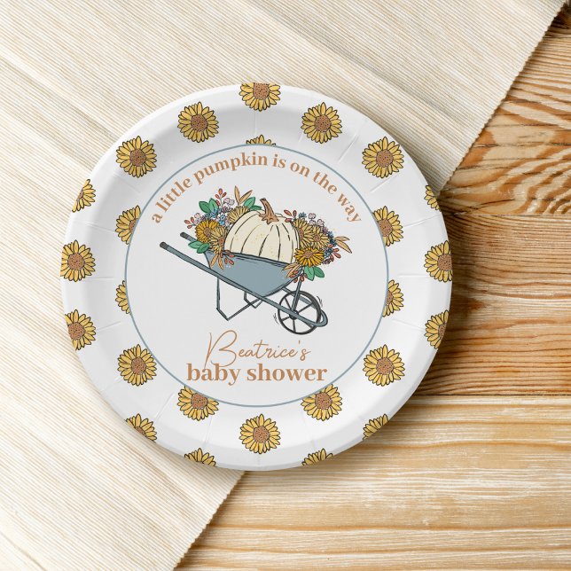 Little Pumpkin Country Garden Fall Baby Shower Paper Plate (Creator Uploaded)
