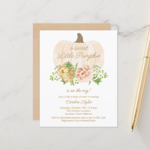 Little Pumpkin Cream Floral Baby Shower Invitation