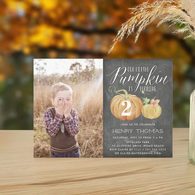 Little Pumpkin Custom Age Birthday Party Photo Invitation (Creator Uploaded)