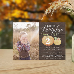 Little Pumpkin Custom Age Birthday Party Photo Invitation