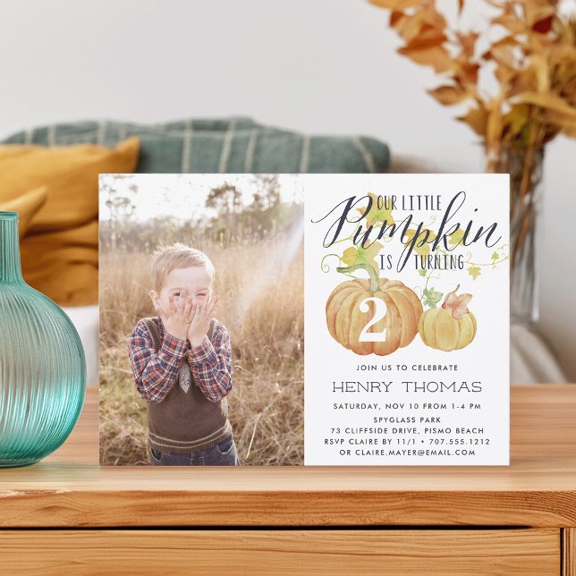 Little Pumpkin Custom Age Birthday Party Photo Invitation (Creator Uploaded)